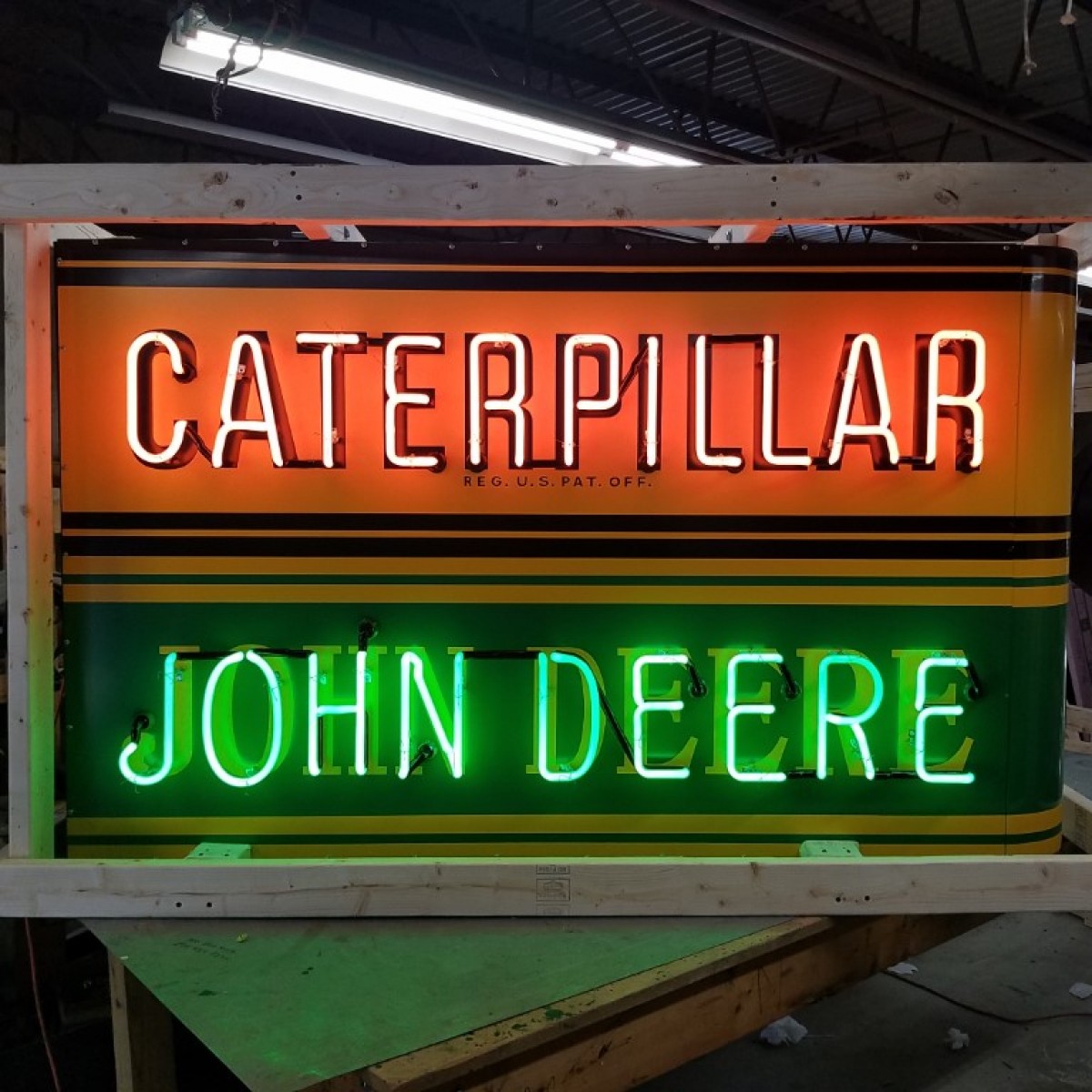 Caterpillar Double-Sided Painted Sign 