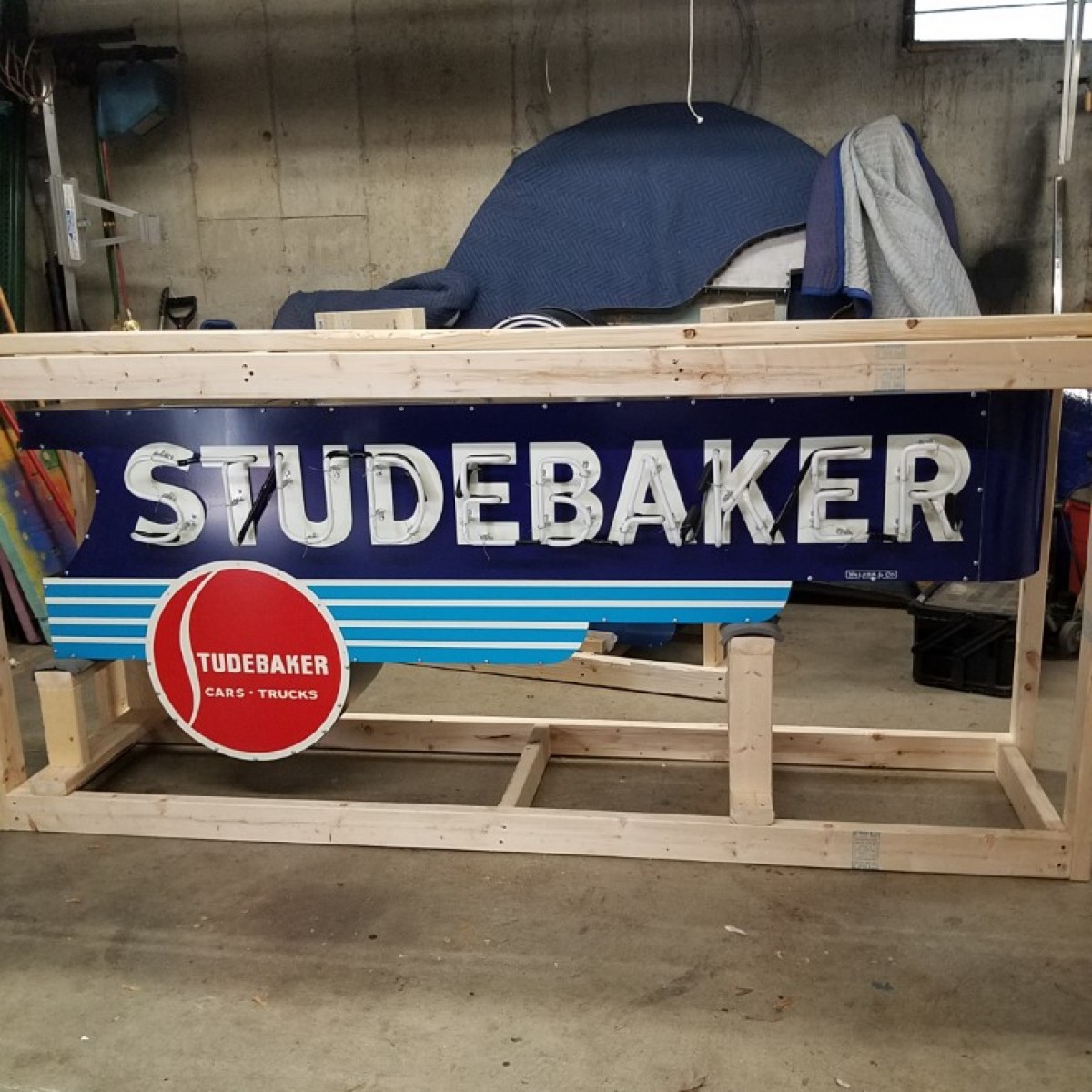 STUDEBAKER CARS DEALER MARQUEE NEON STYLE PRINTED BANNER SIGN REMAKE ART 4' X 3' 
