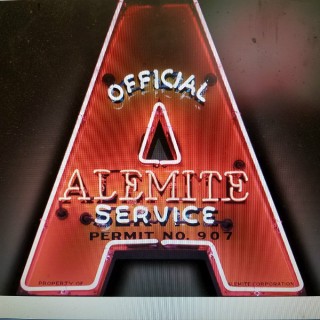 Original Alemite Porcelain Sign with Neon 31"W x 35"H