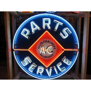 New Single-Sided Allis Chalmers Parts Service Porcelain Neon Sign 48" Diameter