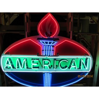New American Gas Porcelain Sign with Neon 72"W x 60"H