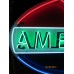 New American Gas Porcelain Sign with Neon 72"W x 60"H