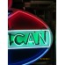 New American Gas Porcelain Sign with Neon 72"W x 60"H