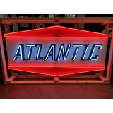 Original Atlantic Gasoline Porcelain Sign with Neon 78 IN W x 40 IN H 