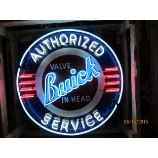 New Buick Valve in Head Porcelain Neon Sign 42" Diameter