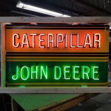 New John Deere / Caterpillar Double-Sided Painted Sign with Bullnose & Neon 72"W x 48"H