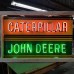 New John Deere / Caterpillar Double-Sided Porcelain Sign with Bullnose & Neon 72"W x 48"H