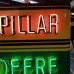 New John Deere / Caterpillar Double-Sided Porcelain Sign with Bullnose & Neon 72"W x 48"H
