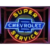 New Chevrolet Super Service Porcelain Neon Sign 54 IN W x 48 IN H