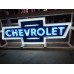 New Double-Sided Chevrolet Bowtie Porcelain Neon Sign w/Aged Steel Can - 108" W 39" H