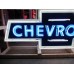 New Double-Sided Chevrolet Bowtie Porcelain Neon Sign w/Aged Steel Can - 108" W 39" H