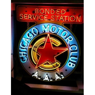 New Chicago/AAA Porcelain Neon Sign 36"W x 43"H