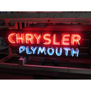 New Chrysler Plymouth Double-Sided Porcelain Neon Sign 77"W x 29"H