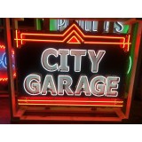 New City Garage Porcelain Sign with Neon 60 IN W x 44 IN H