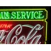 Original Coca-Cola Fountain Service Porcelain Sign with Neon 60 IN W x 46 IN H