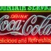 Original Coca-Cola Fountain Service Porcelain Sign with Neon 60 IN W x 46 IN H