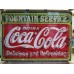 Original Coca-Cola Fountain Service Porcelain Sign with Neon 60 IN W x 46 IN H