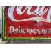 Original Coca-Cola Fountain Service Porcelain Sign with Neon 60 IN W x 46 IN H