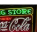 Original Coca-Cola Drug Store Porcelain Neon Sign 60"x46"