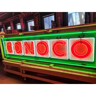 Original CONOCO Tin Painted Sign with Neon 12 FT x 3 FT