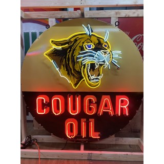 New Cougar Oil Porcelain Neon Sign 60" Diameter