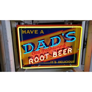 New Dad's Root Beer Porcelain Neon Sign 48"W x 36"H