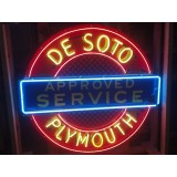 New DeSoto Plymouth Approved Service Porcelain Neon Sign 36 Inch Diameter / Free Delivery
