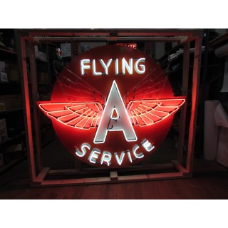 New Flying A Service Porcelain Neon Sign 72" W x 60" Diameter