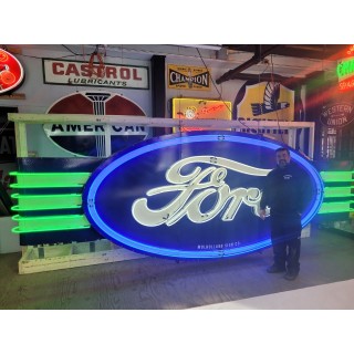 New Ford with Wings Double-Sided Porcelain Neon Sign 16 FT W x 6 FT H