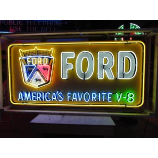 New Ford America's Favorite V8 Painted Billboard with Neon 8 FT W x 4 FT H