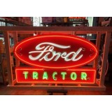 New Double-Sided Ford Tractor Porcelain Sign with Neon 6 FT W x 42 IN