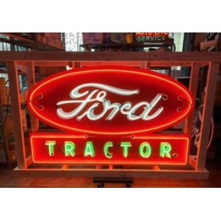 New Double-Sided Ford Tractor Porcelain Sign with Neon 6 FT W x 42 IN