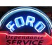 New Ford Trucks Parts Dependable Service Porcelain Neon Sign 42" Diameter.