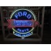 New Double-sided Porcelain Neon Ford Trucks Parts Dependable Service Sign 52 IN W x 46 IN H 