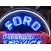New Double-sided Porcelain Neon Ford Trucks Parts Dependable Service Sign 52 IN W x 46 IN H 