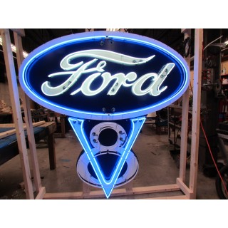 New Ford V8 Porcelain Neon Sign with Animation 6 FT x 6 FT 