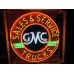 New GMC Sales & Service Trucks Porcelain Neon Sign 42" Diameter