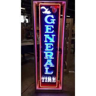 Original General Tires Porcelain Sign with Neon 18 IN W x 96 IN H 