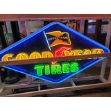 Original Goodyear Tires Painted Tin Neon Sign 6 FT W x 40 Inches H 