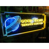 Original Goodyear Service Station Horizontal Porcelain Neon Sign 72"W x 24"H
