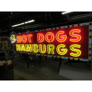 New "10 Inch Hotdogs / Hamburgs" Animated Painted Neon Sign 10 FT W x 42"H