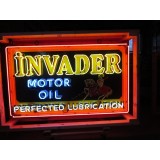 New Invader Motor Oils Porcelain Neon Sign 58"W x 34"H