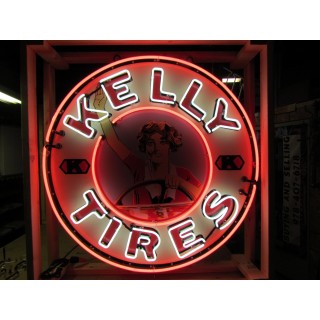New Single-Sided Kelly Tires Porcelain Neon Sign 48" Diameter