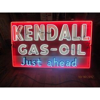 New "Kendall Gas-Oil Just Ahead" Painted Neon Sign 6 Ft. W x 42" H.
