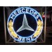 New "Mercedes Benz" Double-Sided Porcelain Neon Sign 72 IN Diameter with New Aged Steel Can 