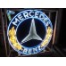 New "Mercedes Benz" Double-Sided Porcelain Neon Sign 72 IN Diameter with New Aged Steel Can 