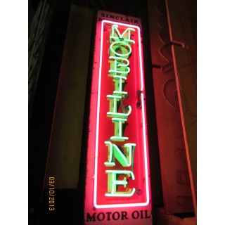 New Sinclair Mobiline Motor Oil Vertical Porcelain Neon Sign 60"H x 15"W