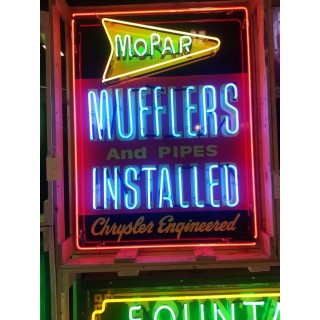 New Mopar Mufflers & Pipes Installed Porcelain Neon Sign 36"W x 42"H