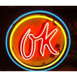 New Chevrolet OK Porcelain Neon Sign 36" Diameter