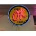 Original OK Used Cars Porcelain Button Sign with Neon 60 IN Diameter